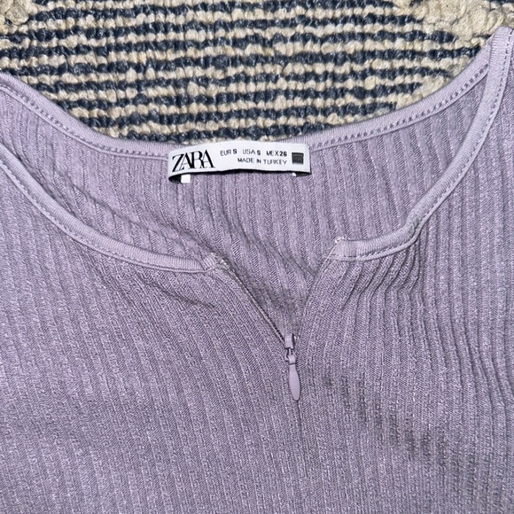 Zara Purple Ribbed Ruffled Blouse - Picture 2 of 3